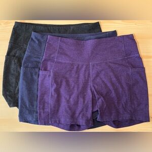 Bayleaf Athletic Shorts Bundle of 3 | Women’s Size Large | Purple Blue Gray